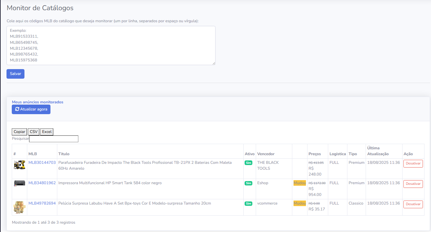 Alertas e recomendações instantâneas